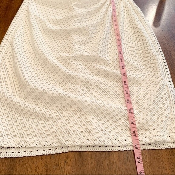 Chaps White Eyelet Sheath Dress Side Ruching Brunch Dress10 - Picture 8 of 9